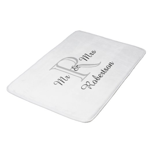CHIC BATH MAT_"Mr & Mrs." BLACK/GRAY/WHITE Badmat (Gekanteld)