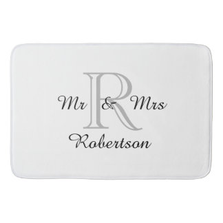 CHIC BATH MAT_"Mr & Mrs." BLACK/GRAY/WHITE Badmat