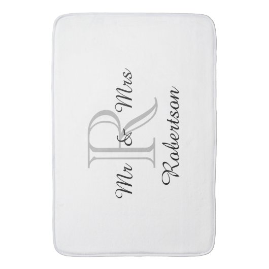 CHIC BATH MAT_"Mr & Mrs." BLACK/GRAY/WHITE Badmat (Voorkant Verticaal)