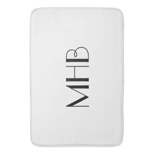 CHIC BATH MAT_WHITE SOLID/BLACK MONOGRAM BADMAT (Voorkant Verticaal)