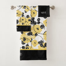 CHIC BATH TOWEL SET_COOL, MODERN FLORAL/STIPPEN