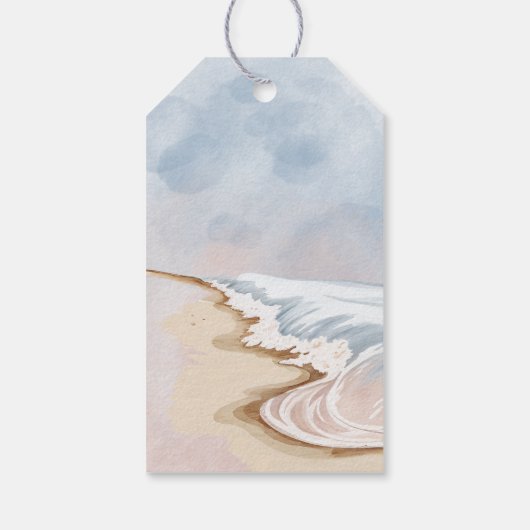 Chic Beach and Waves Bruiloftsfeest Cadeaulabel (Achterkant)