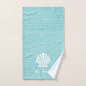 Chic Beach Girly Aqua Scallop Shell met naam Bad Handdoek (Handdoek)