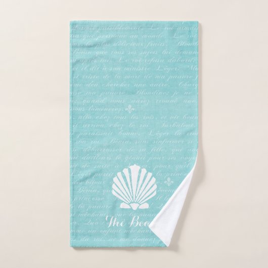 Chic Beach Girly Aqua Scallop Shell met naam Bad Handdoek (Handdoek)