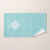 Chic Beach Girly Aqua Scallop Shell met naam Bad Handdoek (Handdoek)