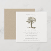 Chic Beach Palm Tree Dark Gold Baby shower nodigt  Bedankkaart (Voorkant / Achterkant)