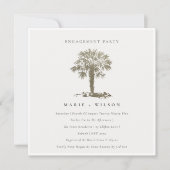 Chic Beach Palm Tree Dark Gold Verloving nodigt ui Bedankkaart (Voorkant)