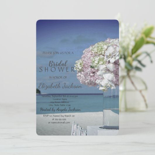 Chic Beach Wedding Floral Vrijgezellenfeest Kaart (Staand voorkant)
