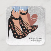 Chic Beauty Fashionista Blogger Planner Glitter Vierkante Visitekaartje (Voorkant)
