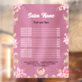 Chic Beauty Nail Salon prijslijst menu Raamsticker (Vel 2)