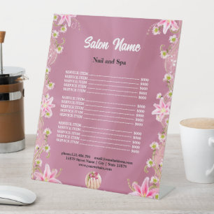 Chic Beauty Nail Salon prijslijst menu Reclamebord Met Voetstuk