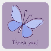 Chic bedankt! - Paarse-blauwe vlinder Vierkante Sticker (Voorkant)