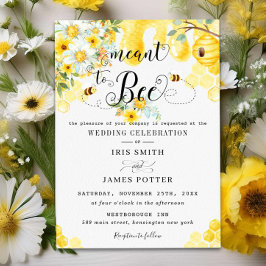 Chic Bedoeld om Bijen Geel Bloem Bijen Bruiloft Kaart