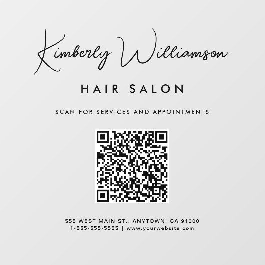 Chic bedrijfsnaam handtekening script QR-code Raamsticker (Vel)