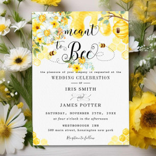 Chic Bee Gele Bloemen Honingbijen Huwelijk Kaart