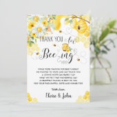 Chic Bee Yellow Ivory Florence Baby shower   Bedankkaart (Staand voorkant)