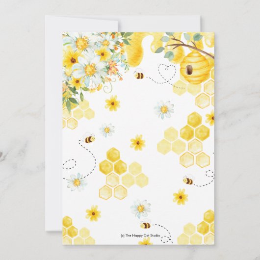 Chic Bee Yellow Ivory Florence Baby shower   Bedankkaart (Achterkant)