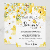 Chic Bee Yellow Ivory Florence Baby shower   Bedankkaart (Voorkant / Achterkant)