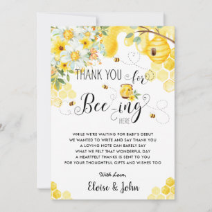 Chic Bee Yellow Ivory Florence Baby shower   Bedankkaart