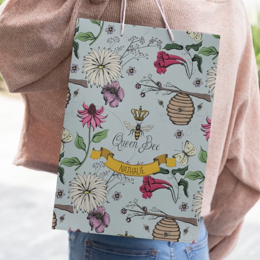 Chic Beehive Blue Floral Klein Cadeauzakje