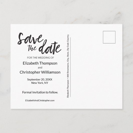 "Chic Beginnings"  De datum opslaan Postc Aankondigingskaart (Achterkant)