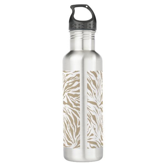 Chic Beige Animal Print Monogram Waterfles (Achterkant)