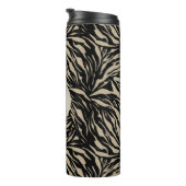 Chic Beige Black Animal Print Monogramed Thermosbeker (Geroteerd rechts)