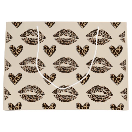 Chic Beige & Black Cheetah Print Groot Cadeauzakje (Voorkant)