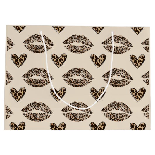 Chic Beige & Black Cheetah Print Groot Cadeauzakje (Achterkant)