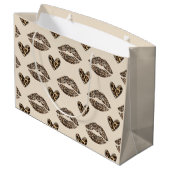 Chic Beige & Black Cheetah Print Groot Cadeauzakje (Achterkant Gekanteld)