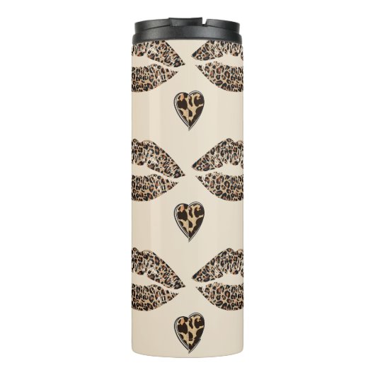 Chic Beige & Black Cheetah Print Thermosbeker (Achterkant)