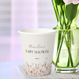 Chic Beige Bloemen Baby in Bloom Baby shower Papieren Bekers