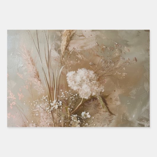 Chic Beige Blush Boho Bloem Inpakpapier Vel (Voorkant 2)