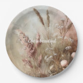  Chic Beige Blush Boho Floral Vrijgezellenfeest Papieren Bordje (Voorkant)