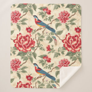 Chic beige chinoiserie sherpa deken