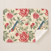 Chic beige chinoiserie sherpa deken (Voorkant (horizontaal))