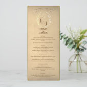 Chic Beige Cream Watercolor, Monogram Wedding Menu Kaart (Staand voorkant)