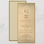 Chic Beige Cream Watercolor, Monogram Wedding Menu Kaart (Voorkant / Achterkant)