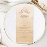 Chic Beige Cream Waterverf, Monogram Weddenschap M Menu<br><div class="desc">Verfijn uw gasten met dit prachtige beige en crèmekleurige trouwmenu met elegante hand getekende botanische monogram met stelletjes initialen boven de voortreffelijke wasachtergrond van de waterverf in een mooi mengsel van beige, crème, ivoor en taaipkleurige huiden. Gemakkelijk om sjabloon met uw details en menu in te vullen en uw prints...</div>