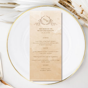 Chic Beige Cream Waterverf, Monogram Weddenschap M Menu
