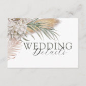 Chic Beige Floral & Palm Wedding Details Informatiekaartje (Voorkant)