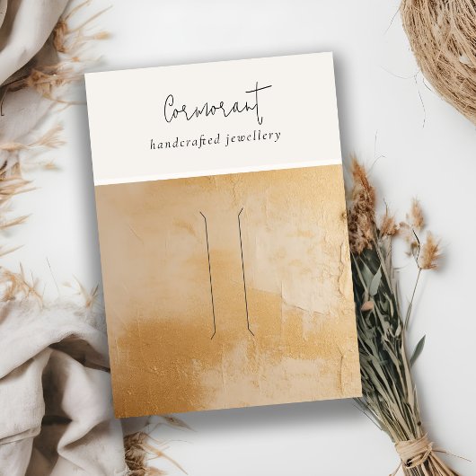 Chic Beige Gold Oil Paint Texture Hairpin Display Visitekaartje