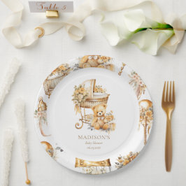 Chic Beige & Gouden Bassinet Custom Papieren Bordje