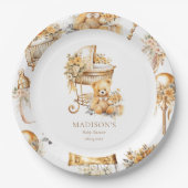 Chic Beige & Gouden Bassinet Custom Papieren Bordje (Voorkant)