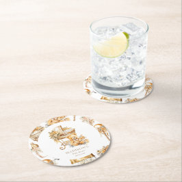 Chic Beige & Gouden Bassinet Custom Ronde Kartonnen Onderzetter