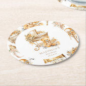 Chic Beige & Gouden Bassinet Custom Ronde Kartonnen Onderzetter (Gebogen)