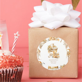 Chic Beige Gouden Bassinet Custom Ronde Sticker