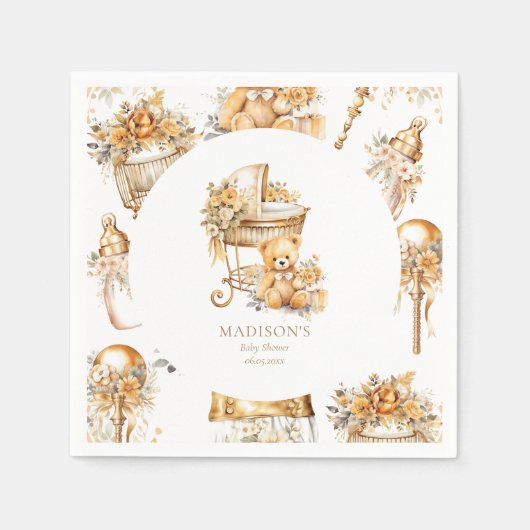 Chic Beige & Gouden Bassinet Custom Servet (Voorkant)