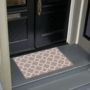 Chic Beige Grey Retro Cute Trellis Pattern Deurmat