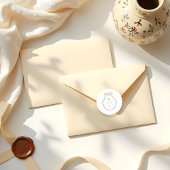 Chic Beige Hand Getrokken Boog & Lint Monogram Cre Ronde Sticker